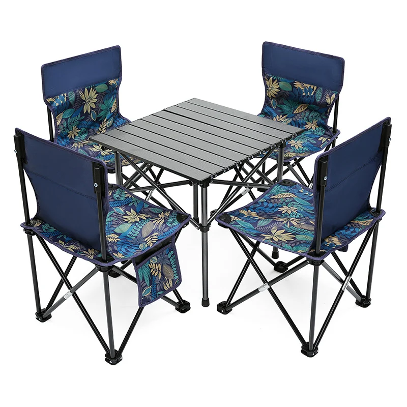 China Wholesale Stainless Steel Foldable Egg Roll Table And Chair Set For Outdoor Camping Cross-border Export