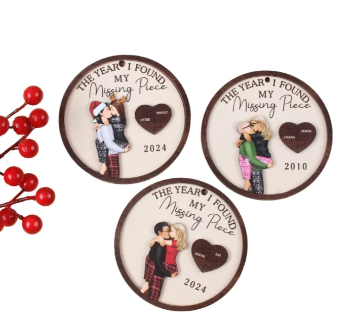 2-Layer Puzzle Wooden Heart Hanging Ornament Amazon Valentine Home Decor Gift-China Wholesale Manufacturer