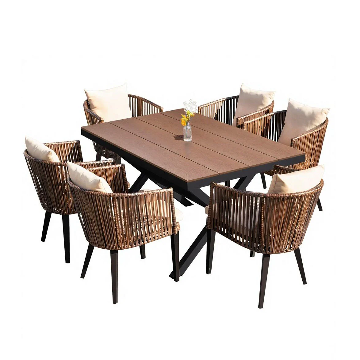 7 Piece Outdoor Dining Set Supplier China Large Capacity Patio Furniture Wholesale