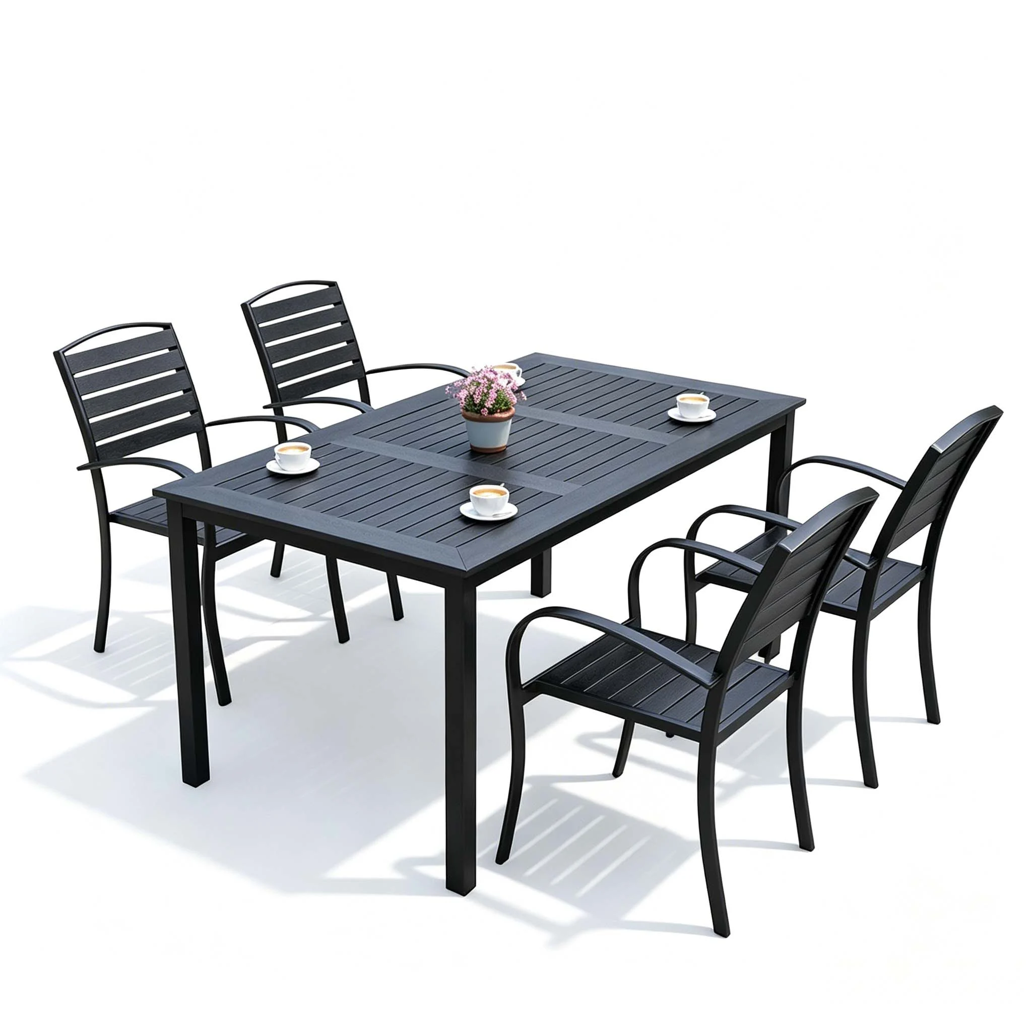 Metal Frame WPC Outdoor Dining Set Supplier China Patio Furniture Wholesale