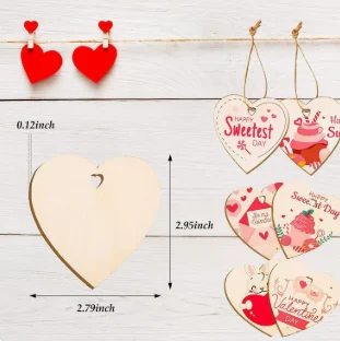 3mm Blank DIY Heart Wood Slices Valentine Christmas Hanging Ornament-China Wholesale Supplier