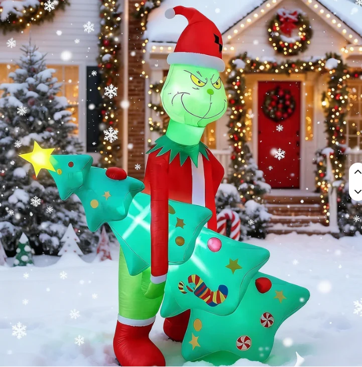 China Manufacturer Wholesale Custom 2.1M Grinch Hugging Tree Inflatable Christmas Outdoor Decor