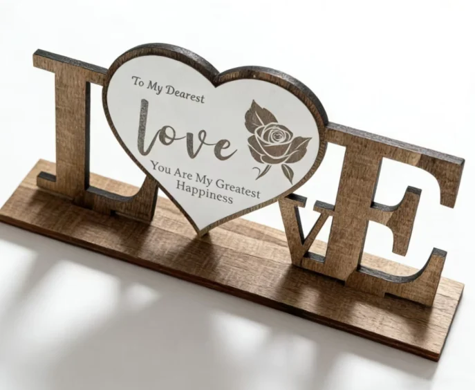 Heart Wooden Tabletop Ornament Valentine Anniversary Couple Craft Gift-China Wholesale Manufacturer