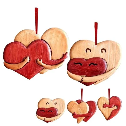New Cross-border Valentine Wooden Heart Hanging Ornament for Car & Backpack-China Wholesale Manufacturer