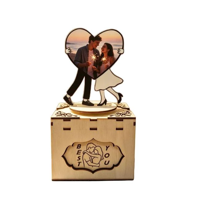 Wooden Rotating Photo Music Box Storage DIY Couple Valentine Desktop Ornament-China Wholesale Manufacturer