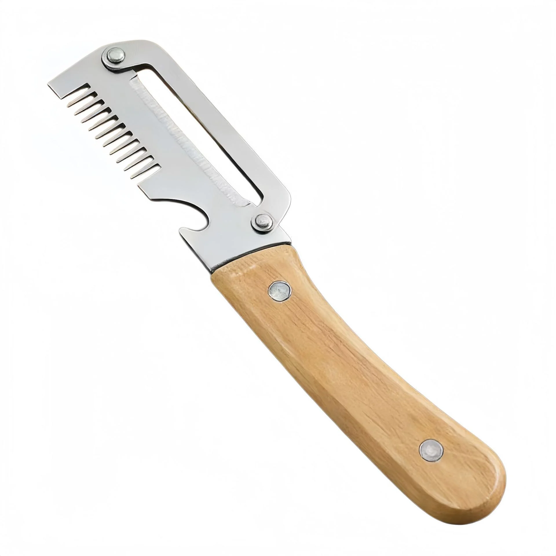 3-in-1 Multi Functional Wooden Handle Peeler Shredder Scallion Cutter Sugarcane Peeling Tool