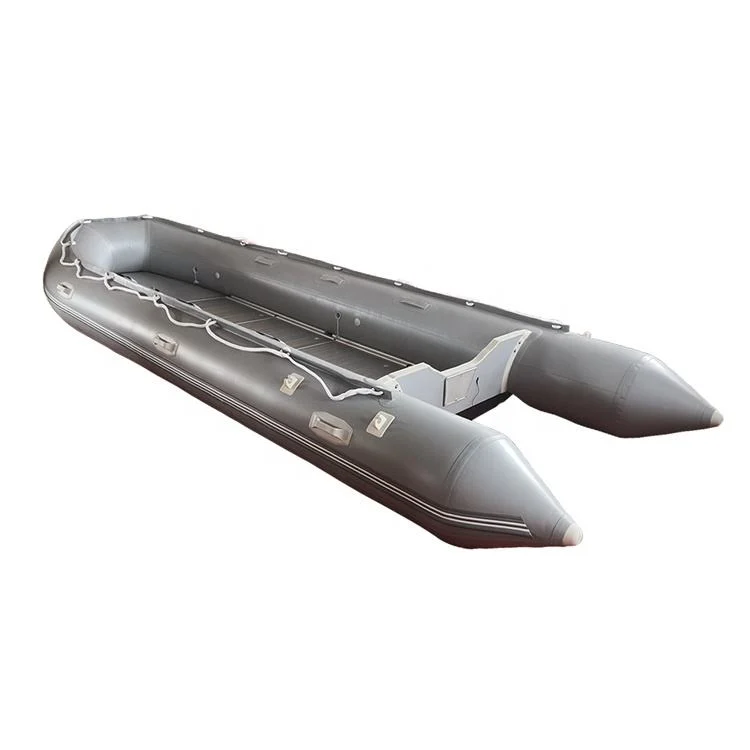 2025 New Grey 15FT 10 Persons Aluminum Floor Inflatable Boat Thick PVC Fishing Rescue Dinghy CE Certified OEM Wholesale Exporter