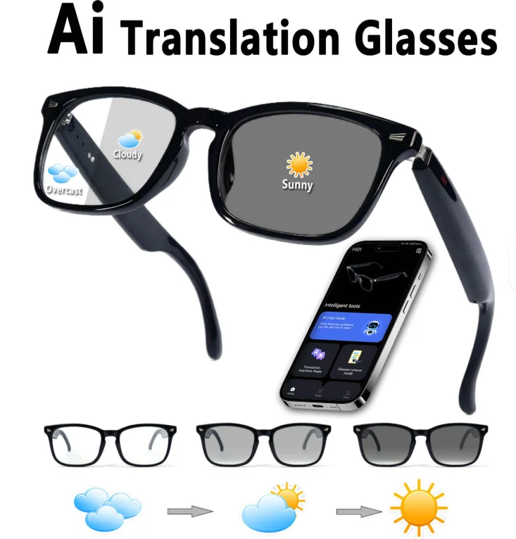 China Manufacturer Wholesale Multifunctional Real-time Translation Smart Glasses Support OEM Custom Export
