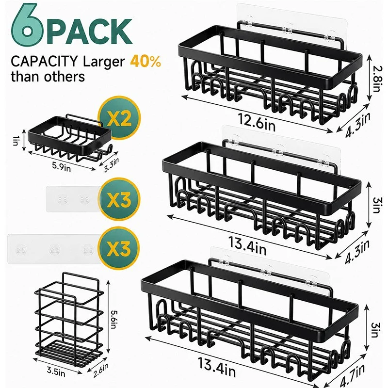 China Wholesale Carbon Steel 5 Tier No Drill Bathroom Rack