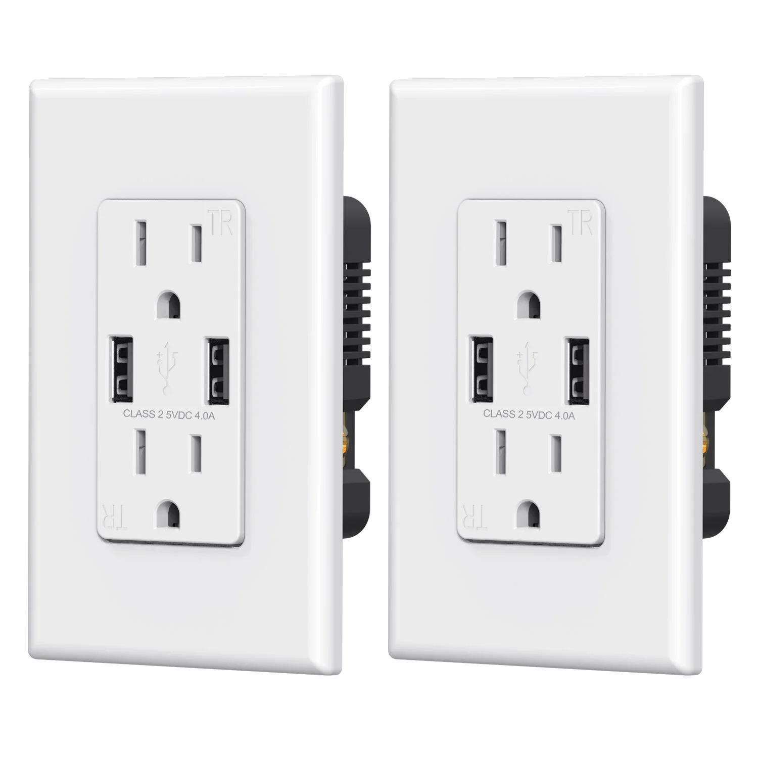 China Manufacturer Wholesale OEM 15A 4.0A Dual USB-A Tamper Resistant Wall Outlet Exporter