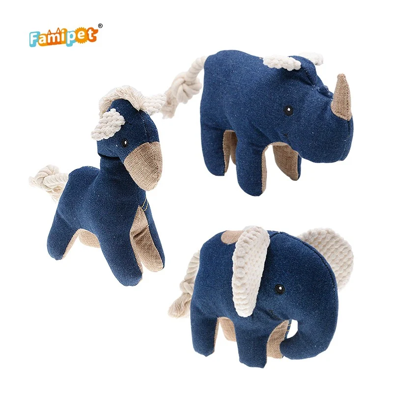 Custom Wholesale Denim Animal Squeaky Dog Toy China Supplier