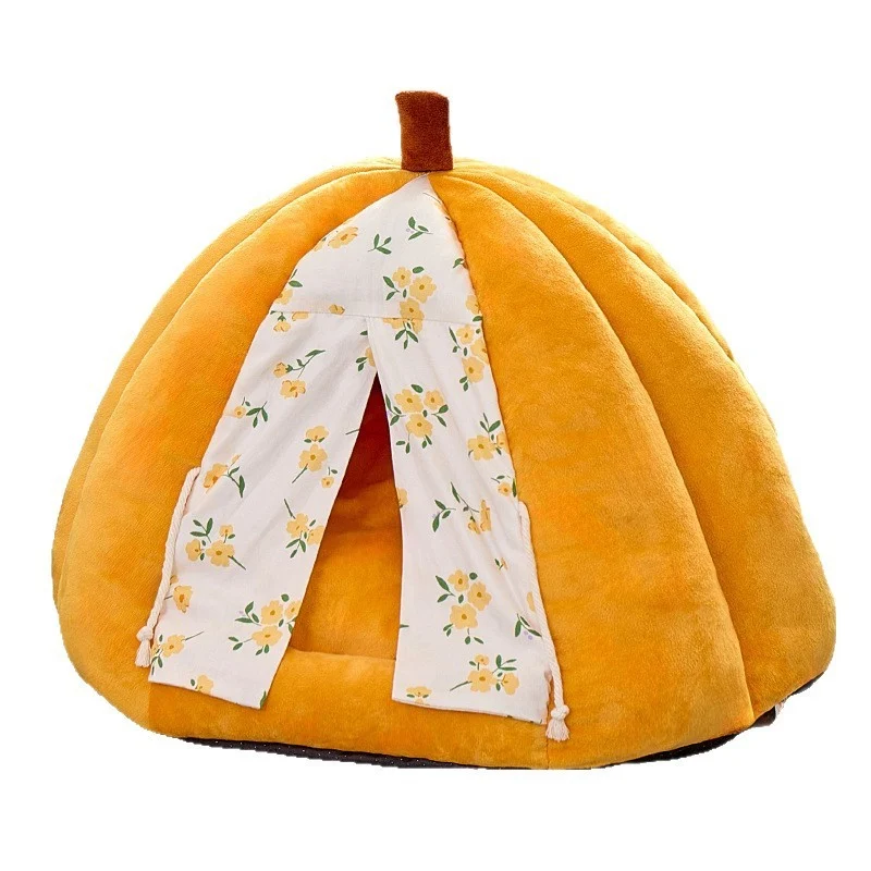 Wholesale Custom Pumpkin Shaped Coral Velvet Cat Bed China