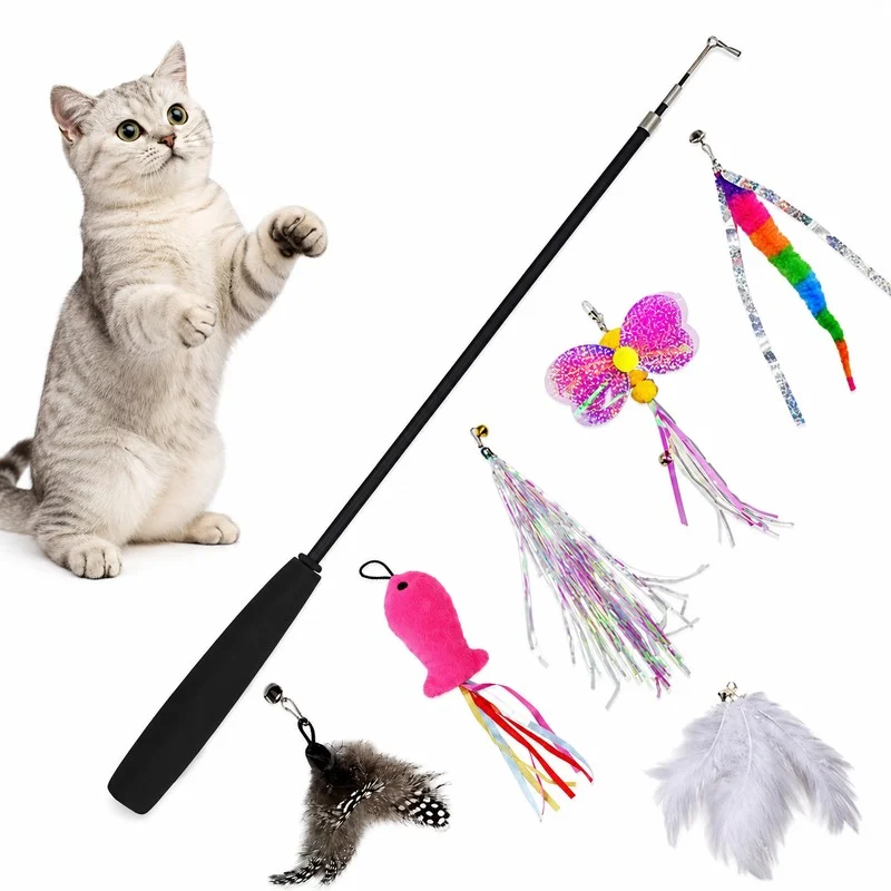 Wholesale China 11Pc Retractable Feather Cat Teaser Custom