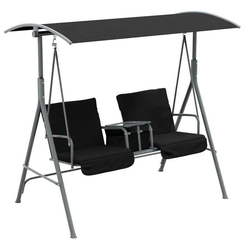 China Wholesale 2 Seater Black Outdoor Patio Swing Supplier