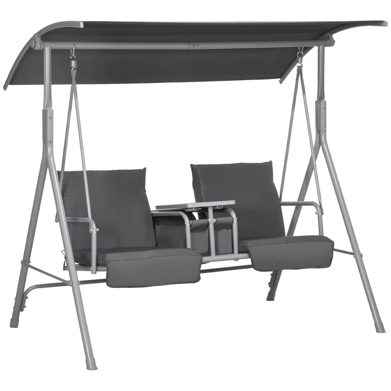 China Wholesale 2 Seater Gray Outdoor Swing Canopy Table