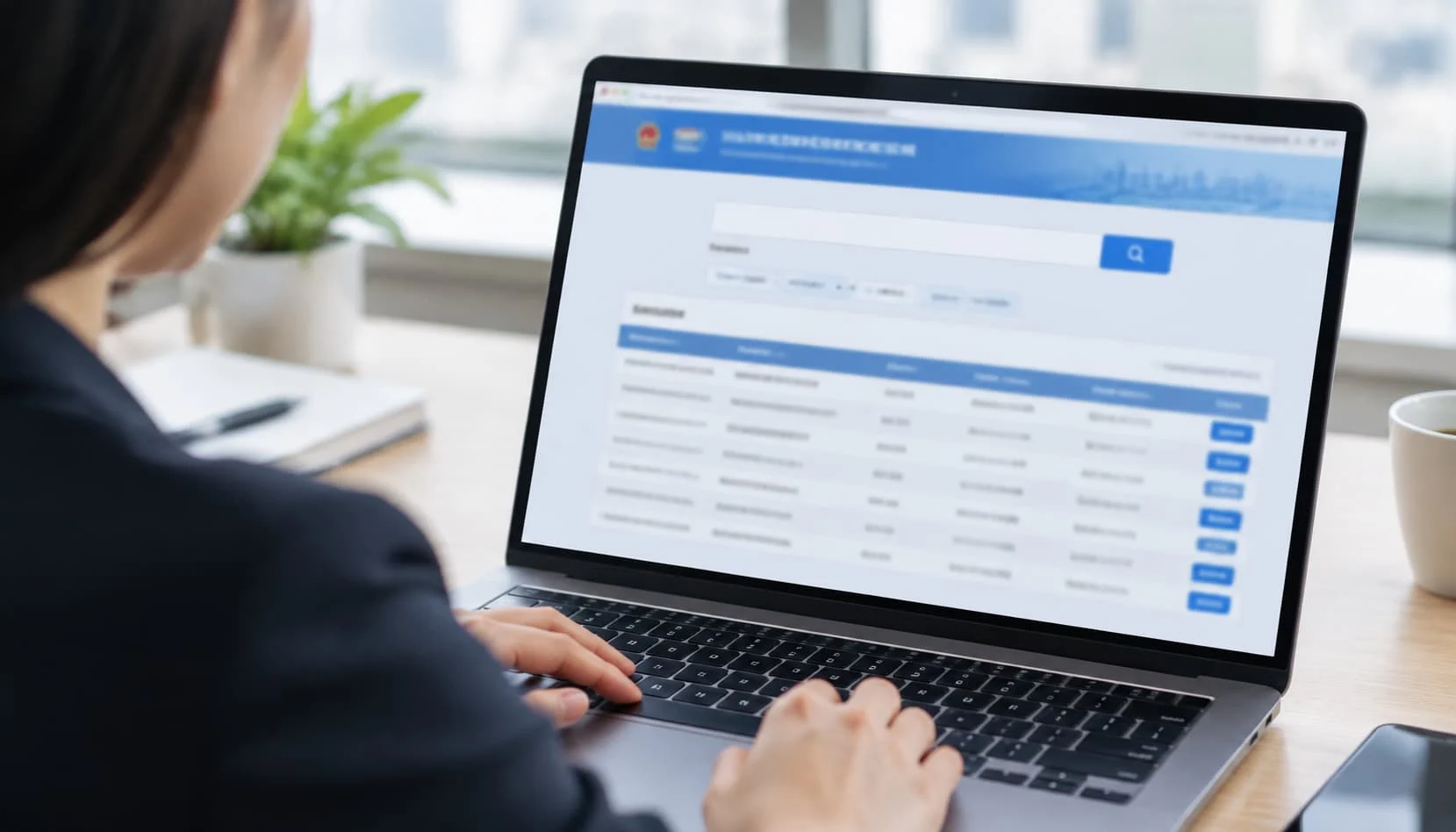 Mockup of a business registry search interface used to verify a Yiwu agent's license